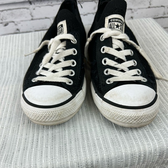 All Star Chuck Taylor Converse low top black kids knit slip ons shoes size 2 - Picture 6 of 8